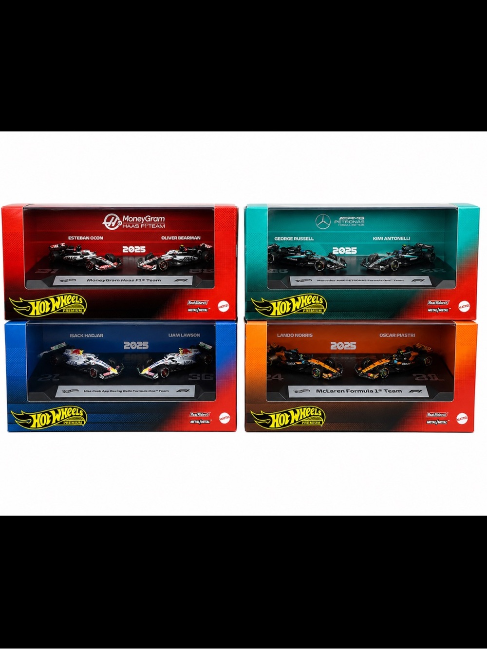 Hot Wheels 2025 Formula 1 Collector Car 2-pack money gram mclaren mercedes visa